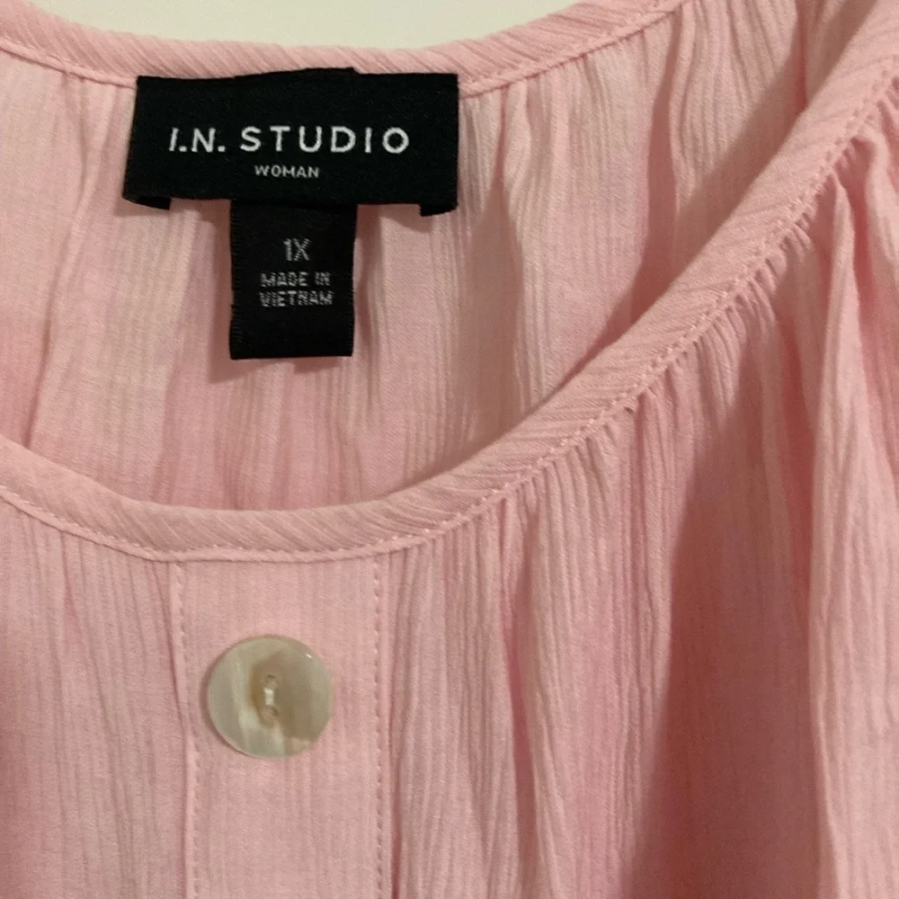 I.N. Studio Pink Button-Front Blouse - Picture 4 of 4
